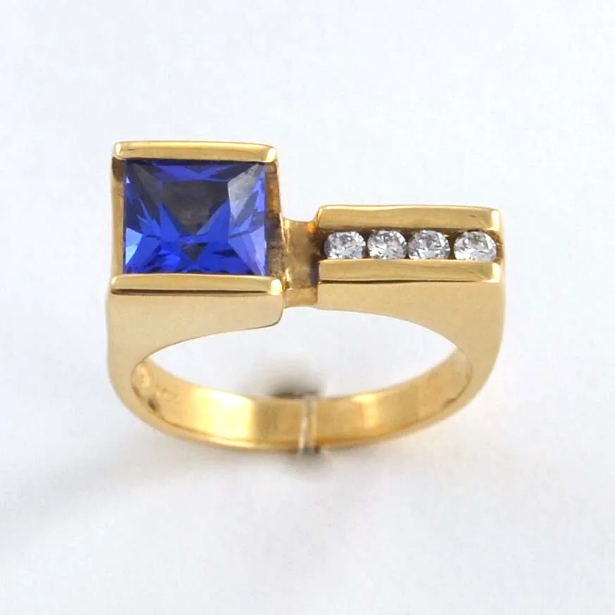 1.57 carat "AAA" Tanzanite with 4 channel set Diamond accents (earth mined) by Sharon Teaman — view 2