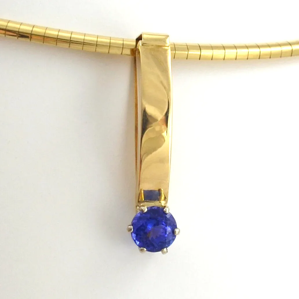1.64 carat Tanzanite Round Faceted (Extra Fine Color) Pendant/Slide in 14K Yellow by Sharon Teaman — view 2