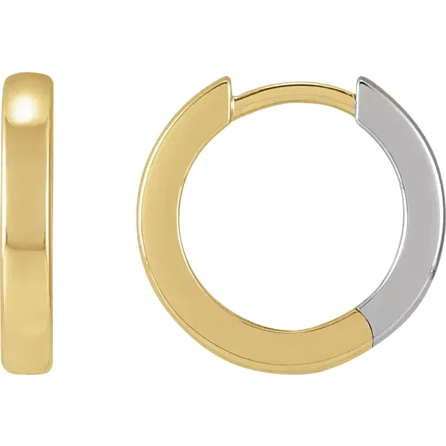 14.0 Millimeter 14kt TWO-TONE Yellow & White Gold Hinged Hoops/Huggies Super Versatile!! by Sharon Teaman — view 1
