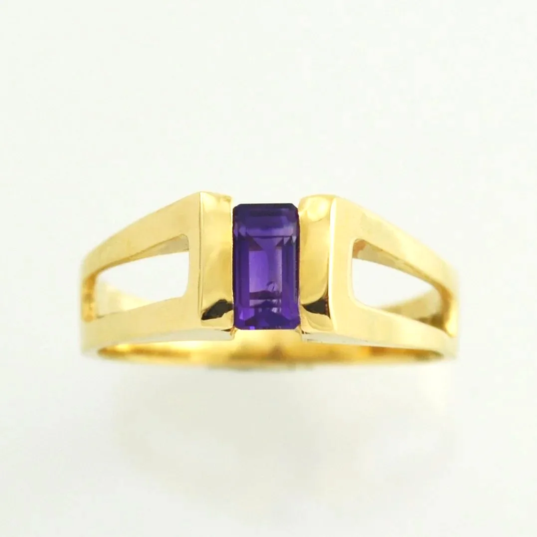 14K Amethyst Bar Set Ring by Sharon Teaman — view 1