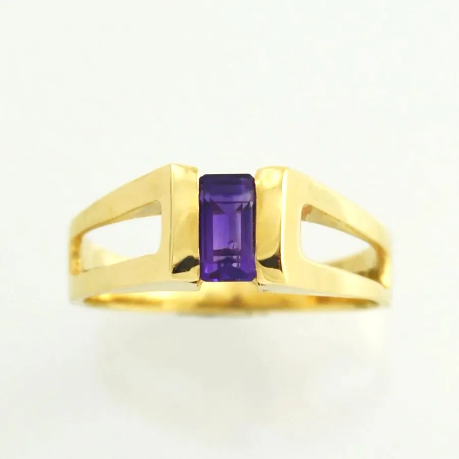14K Amethyst Bar Set Ring by Sharon Teaman