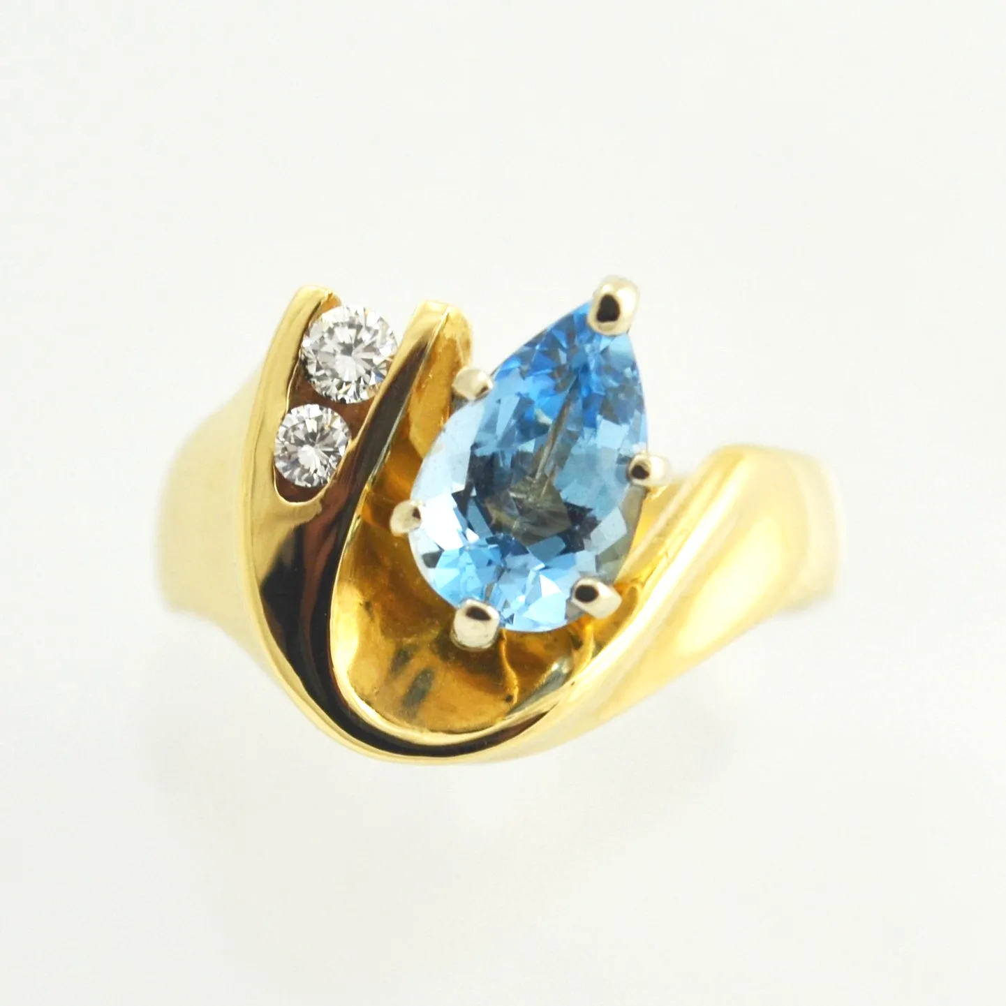 14K Aquamarine Pear Ring by Sharon Teaman — view 1