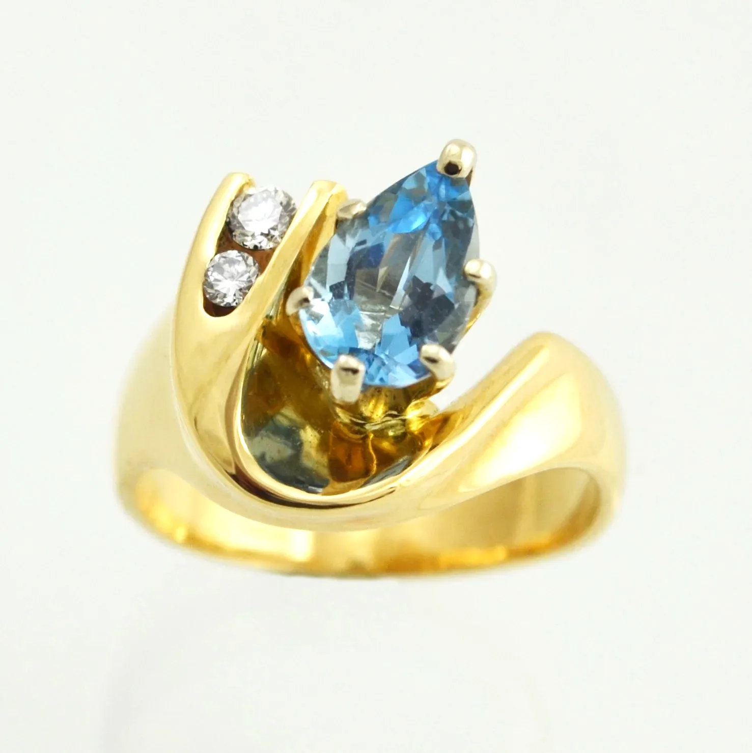 14K Aquamarine Pear Ring by Sharon Teaman — view 2
