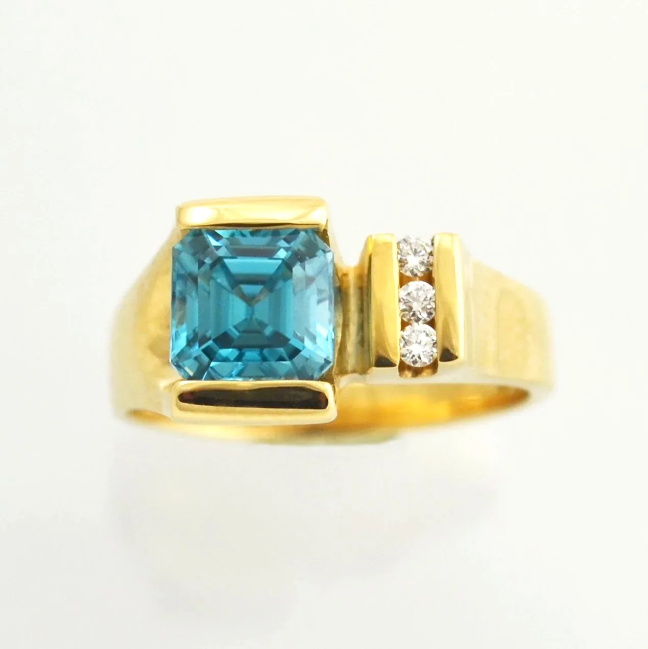 14K Asher Cut Blue Zircon Ring by Sharon Teaman — view 1