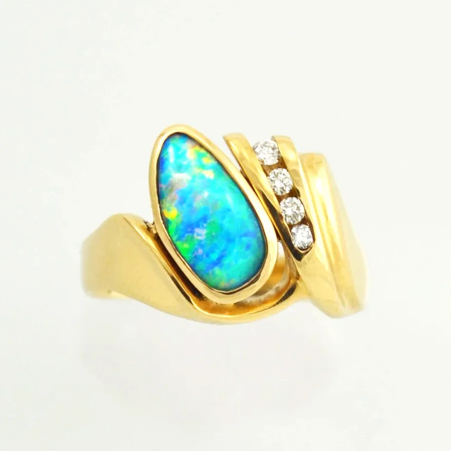 14K Bezel Boulder Opal Ring by Sharon Teaman