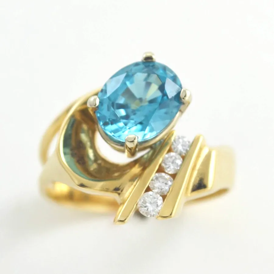 14K Blue Zircon Oval Ring by Sharon Teaman