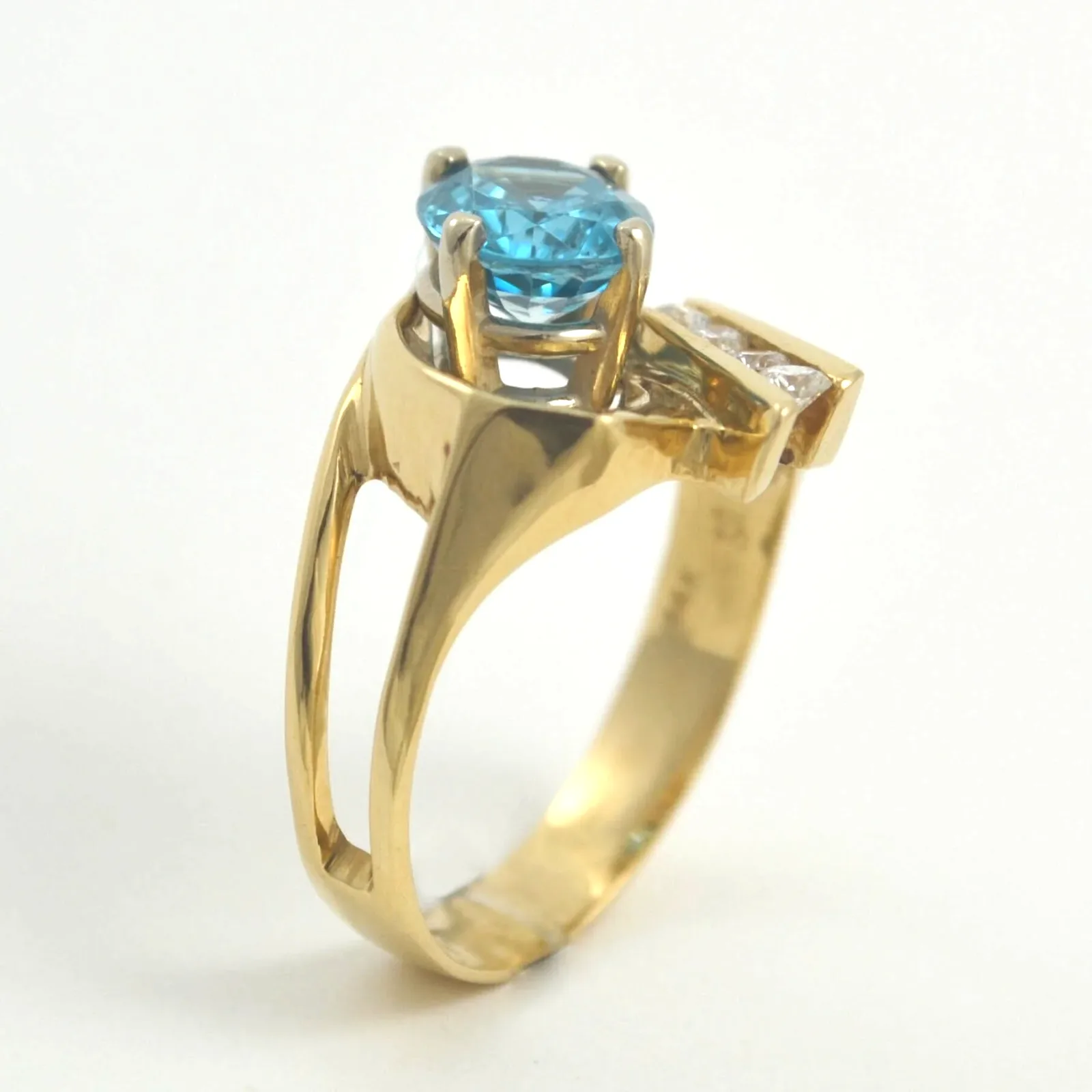 14K Blue Zircon Oval Ring by Sharon Teaman — view 2