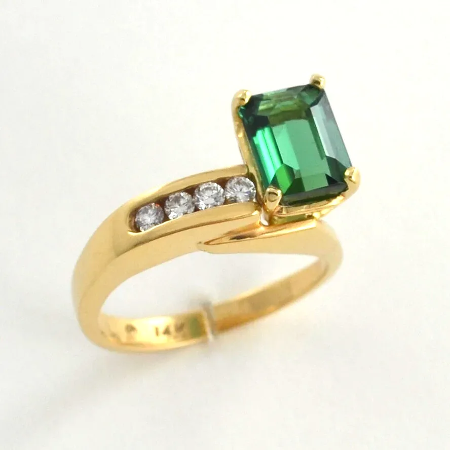 14K Green Tourmaline Ring by Sharon Teaman — view 2