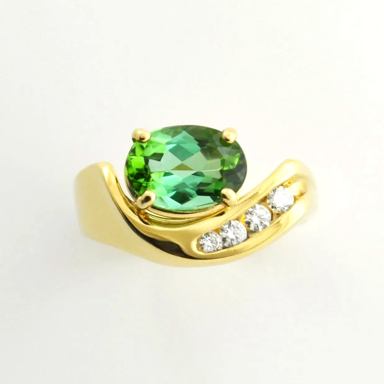 14K Mint Tourmaline Ring by Sharon Teaman — view 1
