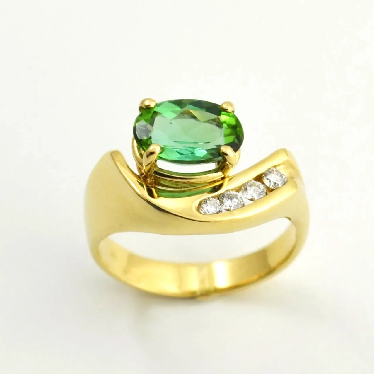 14K Mint Tourmaline Ring by Sharon Teaman — view 2