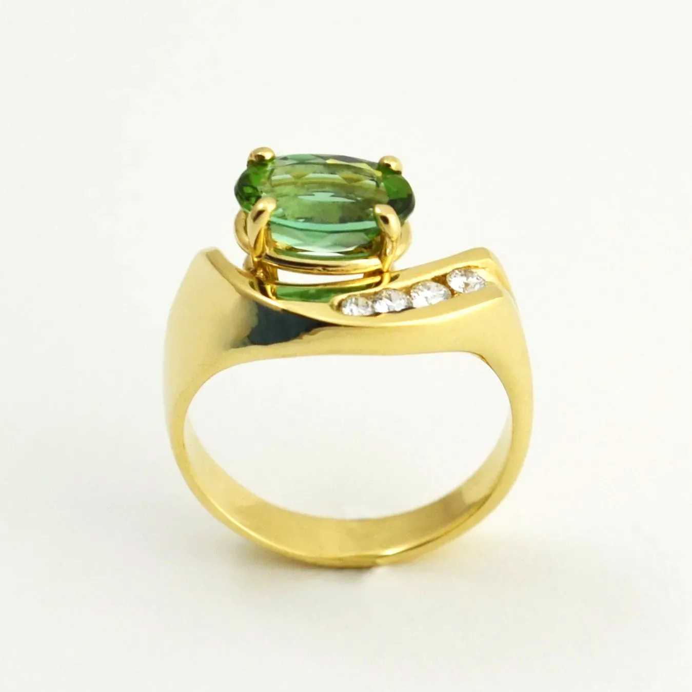 14K Mint Tourmaline Ring by Sharon Teaman — view 3