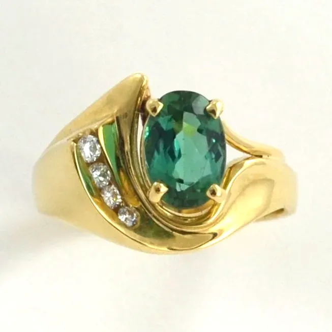 14K Oval Green Tourmaline Ring — 8×5.6mm by Sharon Teaman