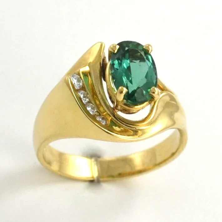 14K Oval Green Tourmaline Ring — 8×5.6mm by Sharon Teaman — view 2