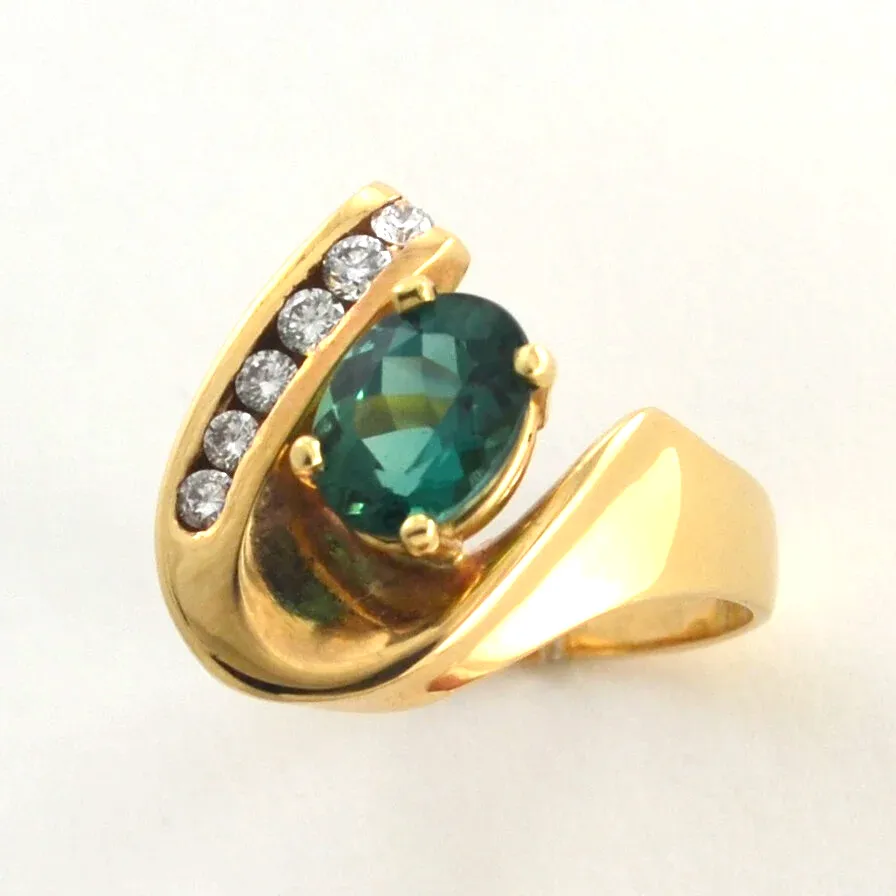 14K Oval Green Tourmaline Ring — 8×6mm by Sharon Teaman