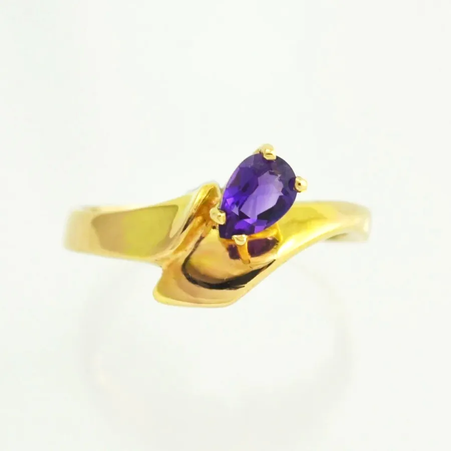 14K Pear Shape Amethyst Ring by Sharon Teaman