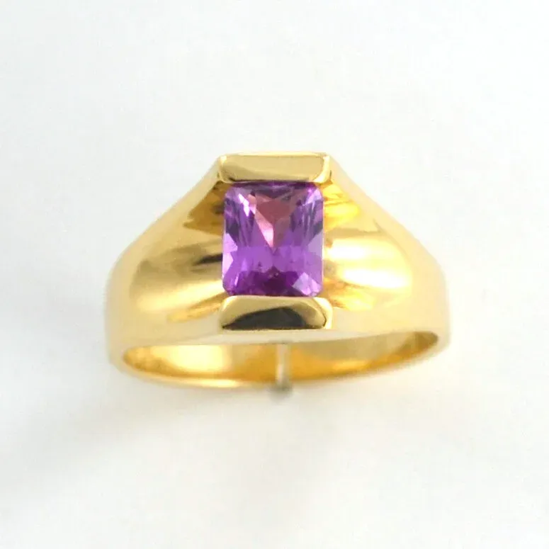 14K Pink Sapphire Ring - Rectangular cut faceted Elegant Solitaire by Sharon Teaman