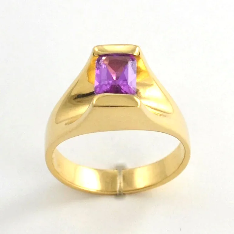 14K Pink Sapphire Ring - Rectangular cut faceted Elegant Solitaire by Sharon Teaman — view 3