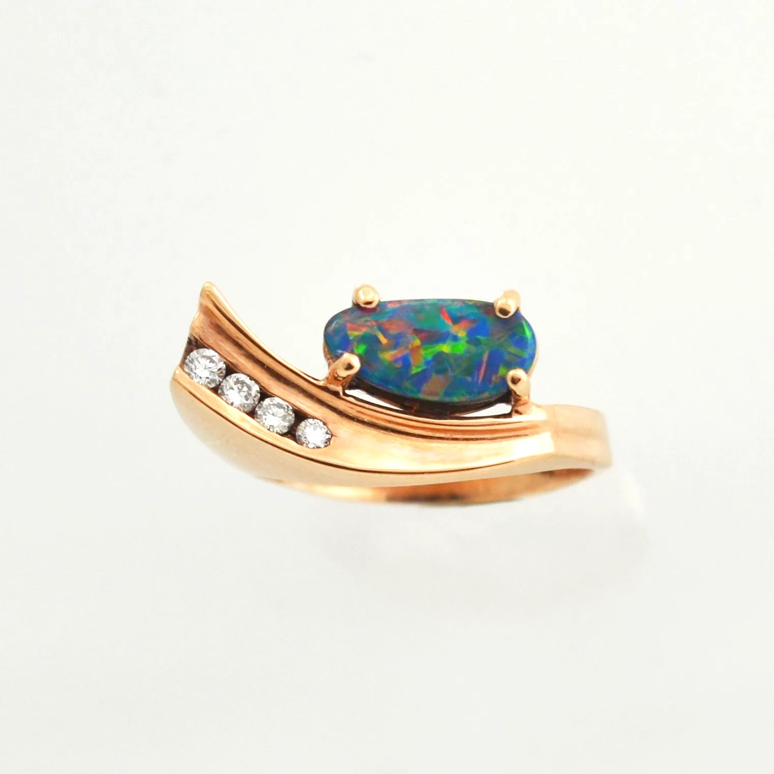 14K R Balanced Rose Gold Boulder Opal Ring by Sharon Teaman — view 1