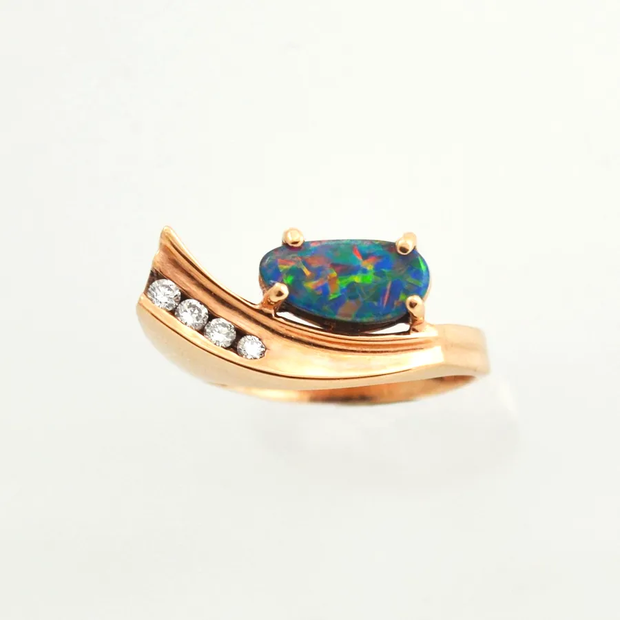 14K R Balanced Rose Gold Boulder Opal Ring by Sharon Teaman