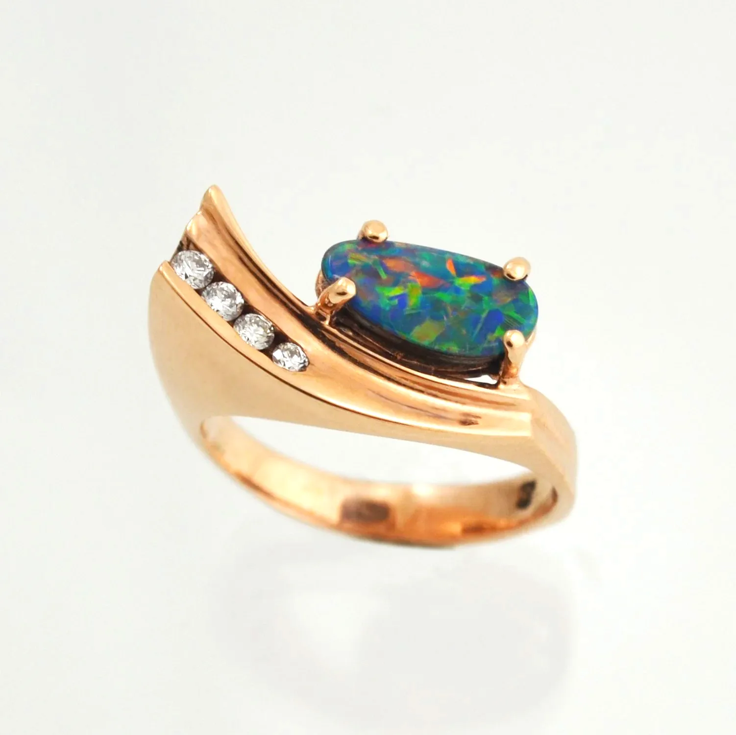 14K R Balanced Rose Gold Boulder Opal Ring by Sharon Teaman — view 2