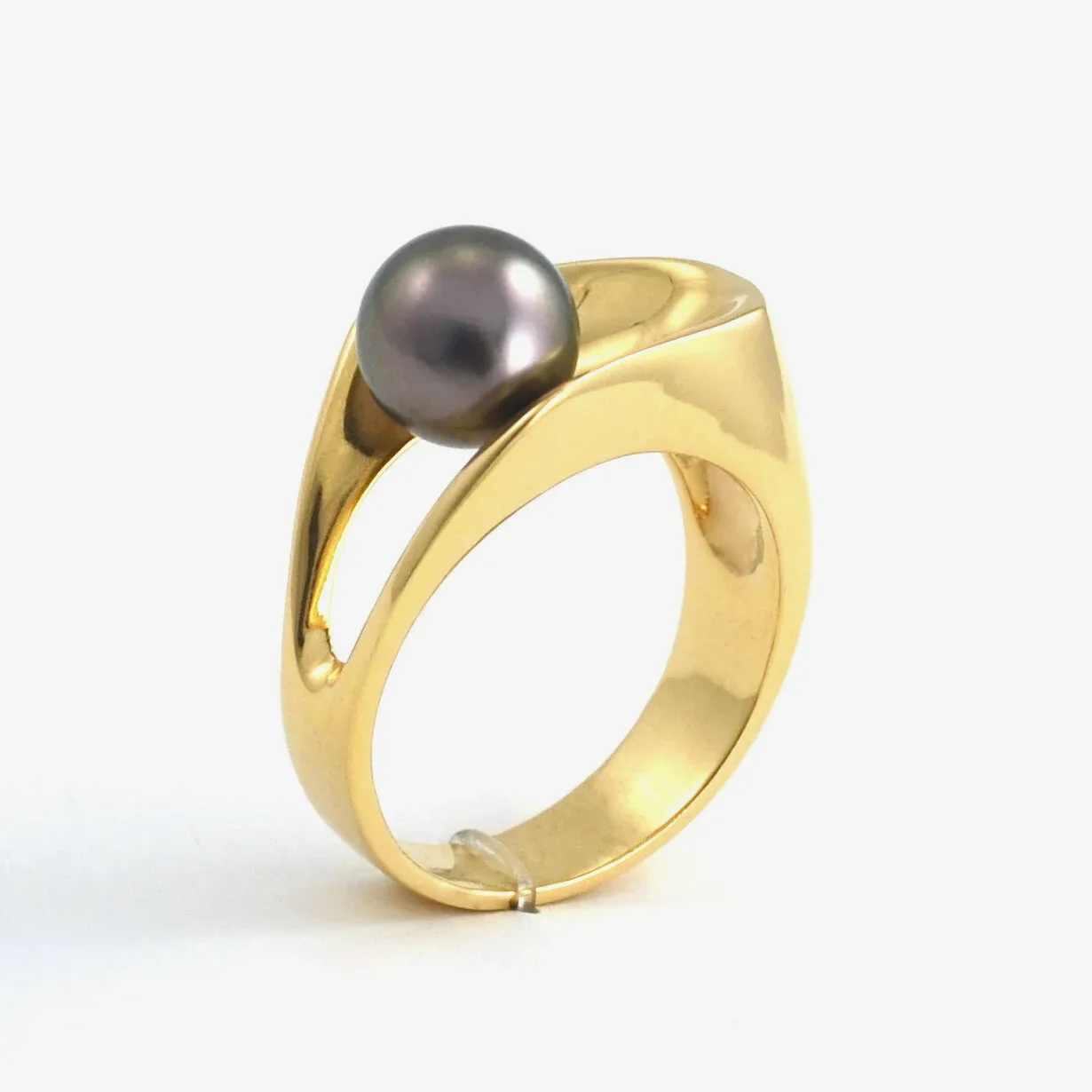 14K Taupe Green Tahitian Pearl in a Chunky Gold ring by Sharon Teaman — view 2