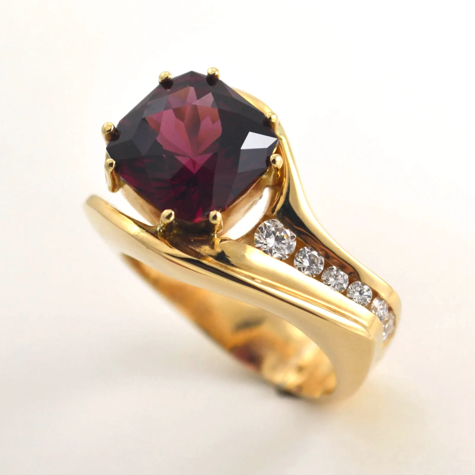 14K Umbalite Rhodolite Garnet Ring by Sharon Teaman — view 2
