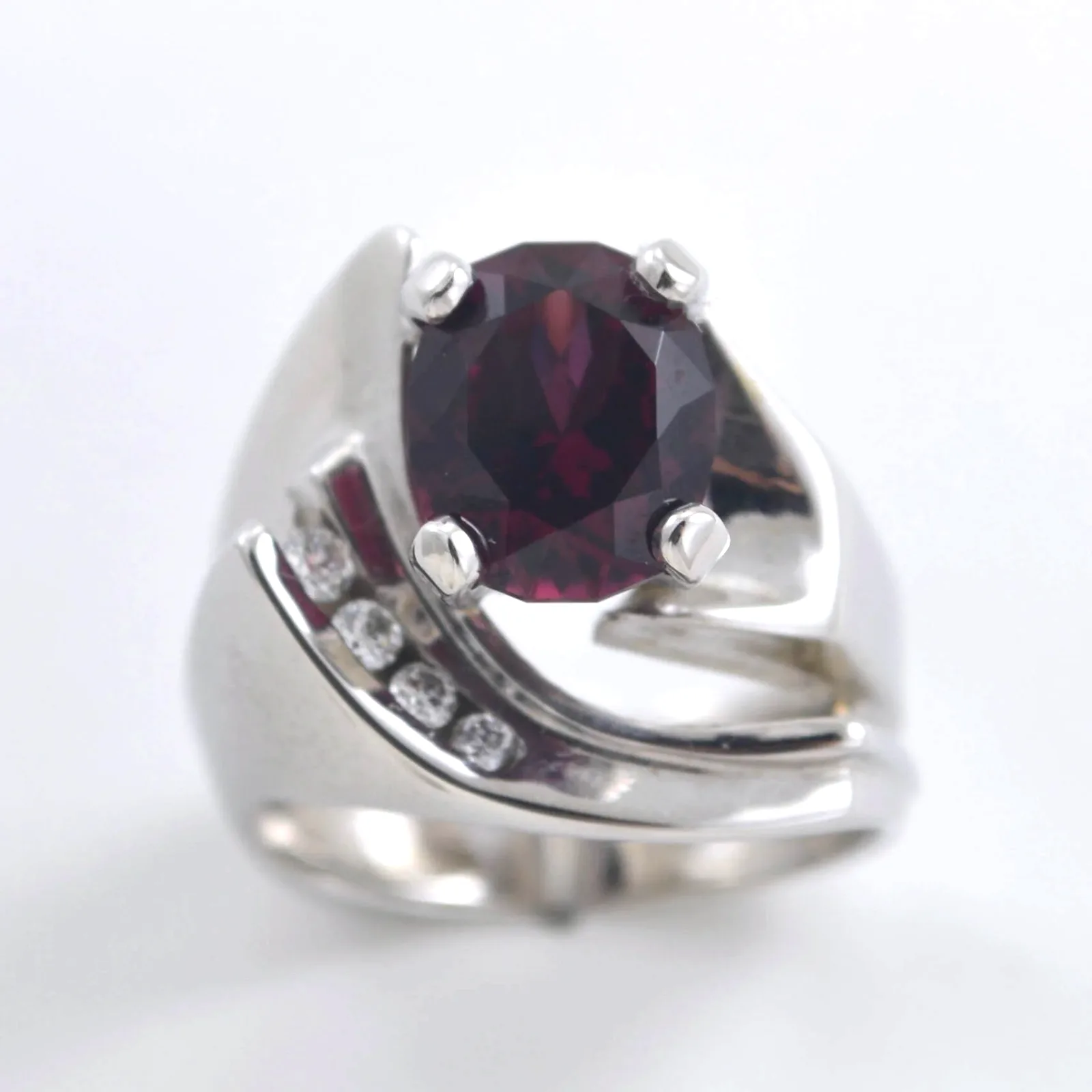 14K W Rhodolite Garnet Mermaid Ring by Sharon Teaman — view 1