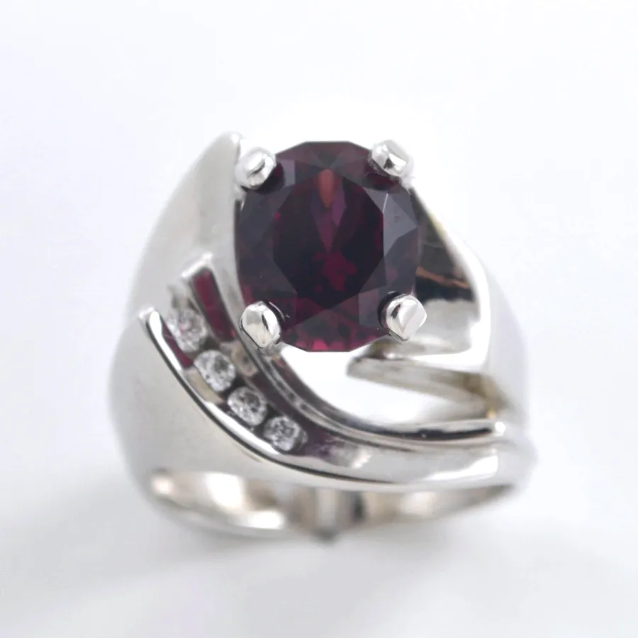 14K W Rhodolite Garnet Mermaid Ring by Sharon Teaman
