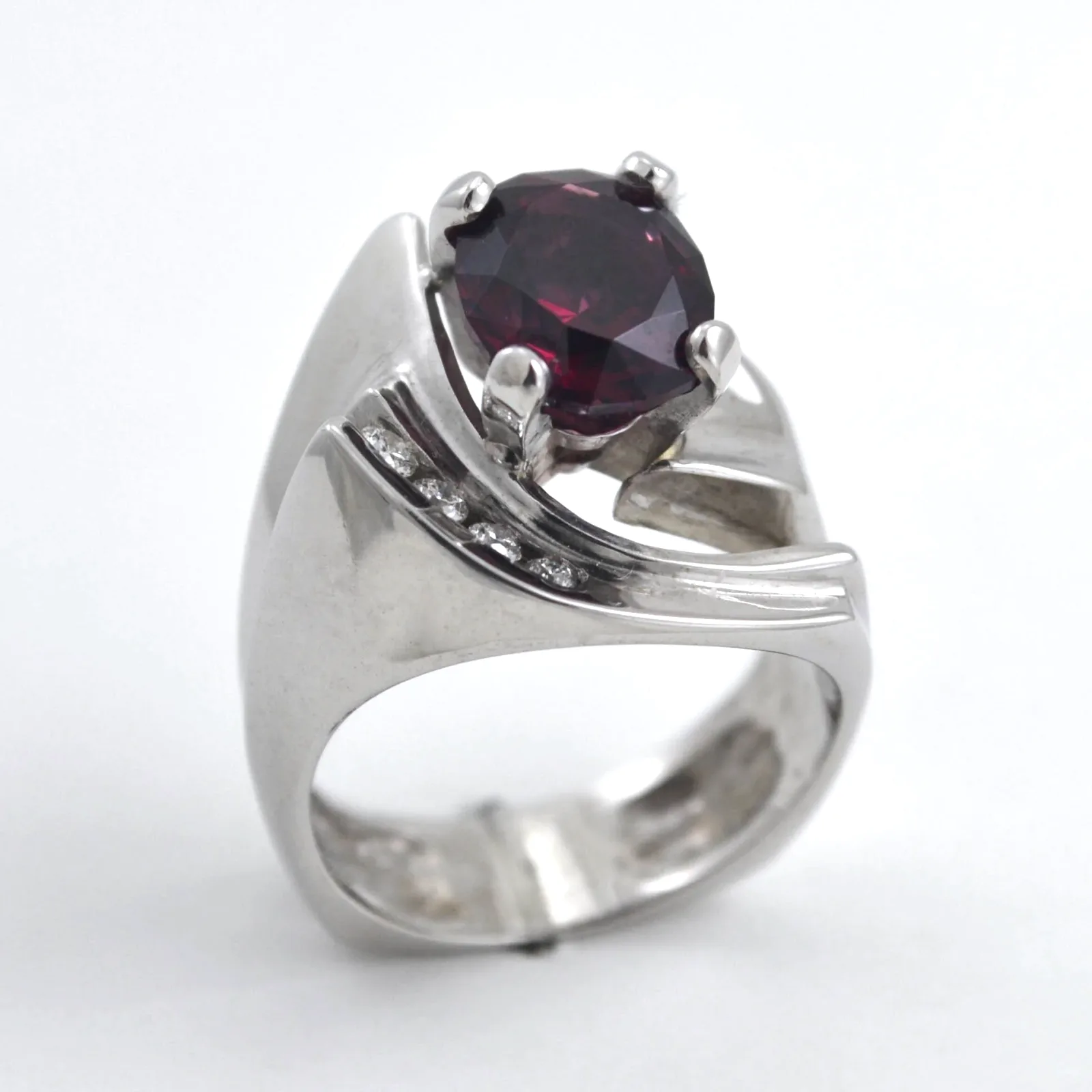 14K W Rhodolite Garnet Mermaid Ring by Sharon Teaman — view 2