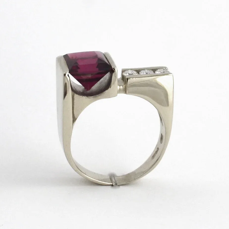 14K W Rubellite RED Tourmaline Square Ring (Extra Fine & RARE color) by Sharon Teaman — view 3