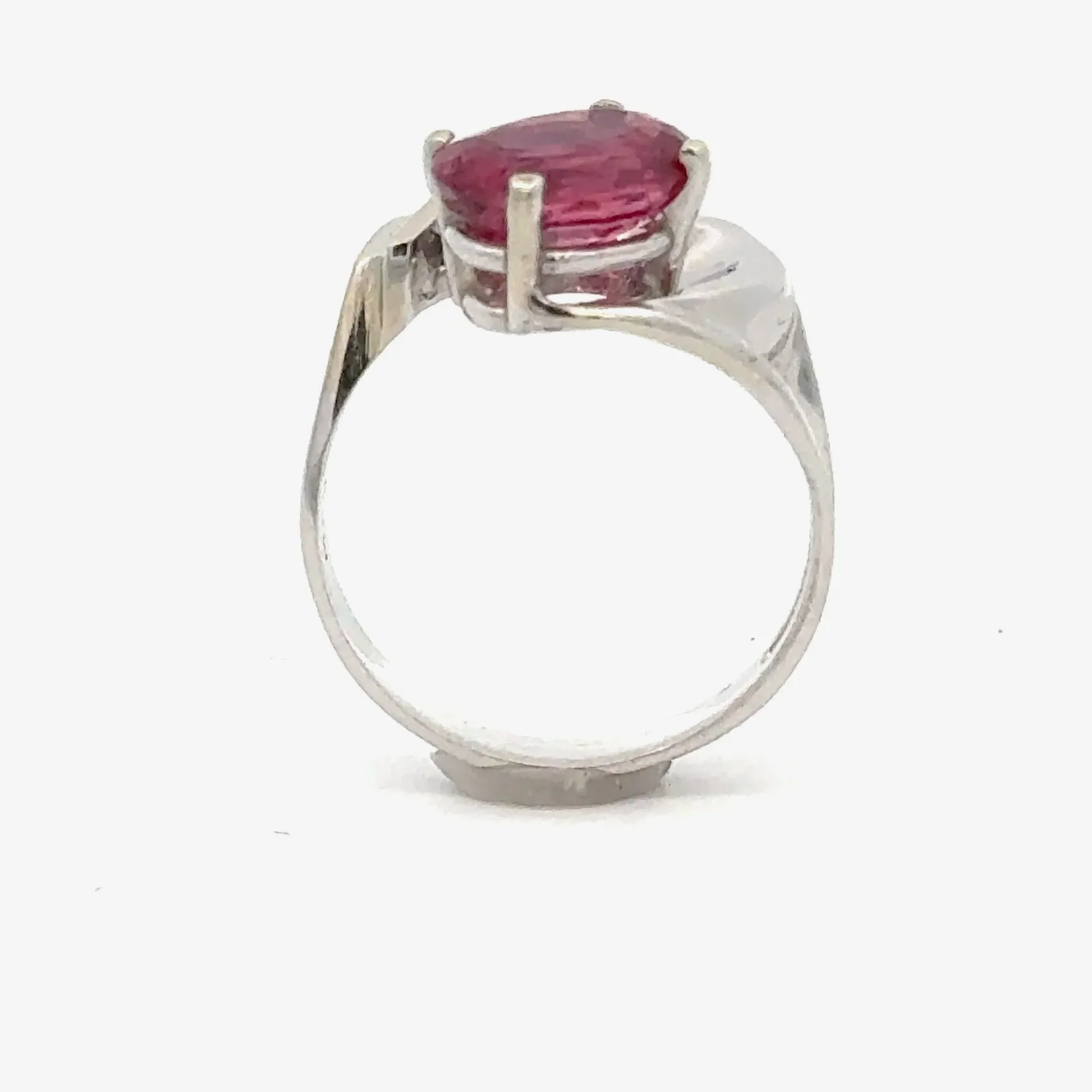 2.23 carats Pink Tourmaline Oval Faceted Ring (Gorgeous Strawberry Pink) with 4 channel set Diamond accents (earth mined) by Sharon Teaman — view 4