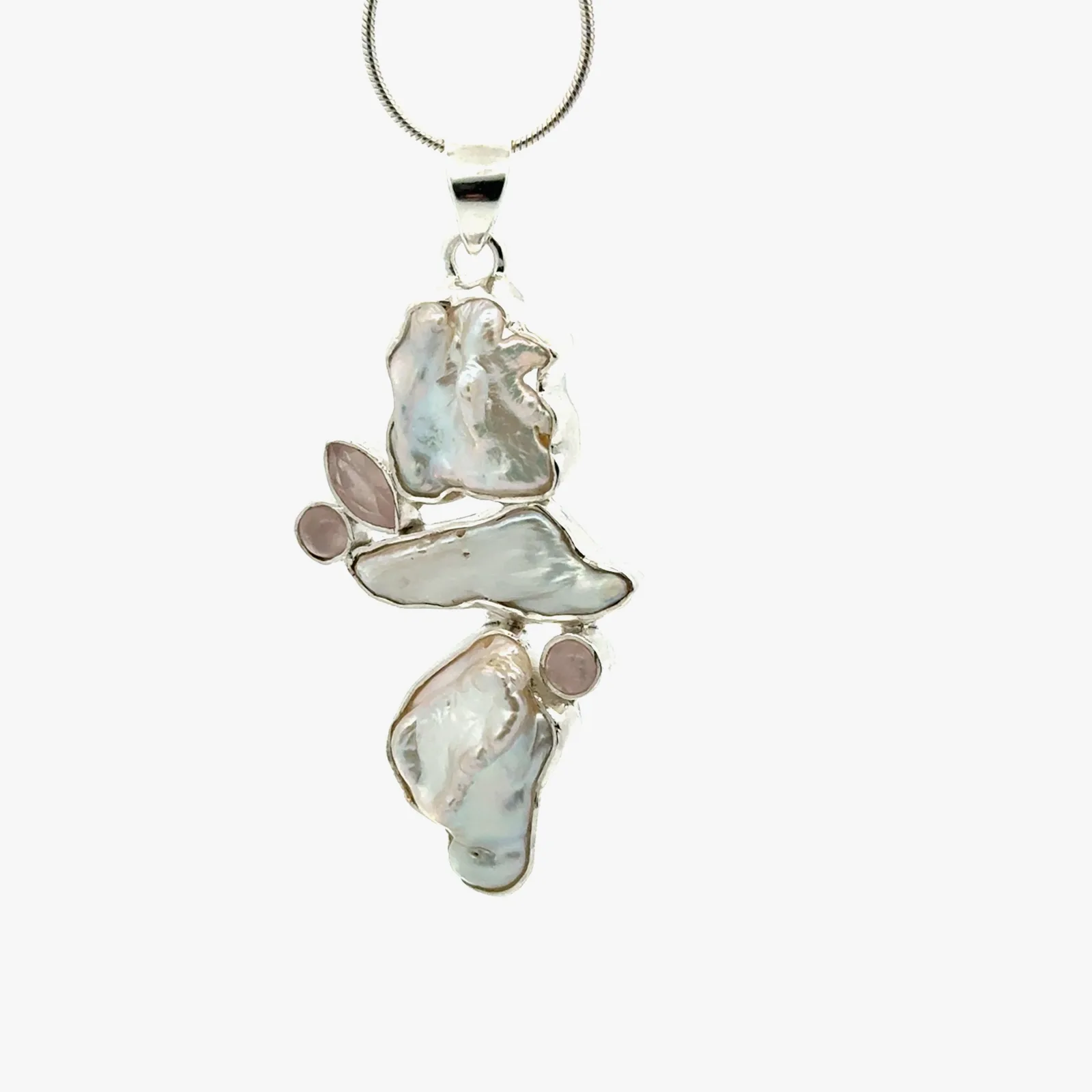 3 Baroque Freshwater Pearl with 3 Rose Quartz Accents by Sharon Teaman — view 3