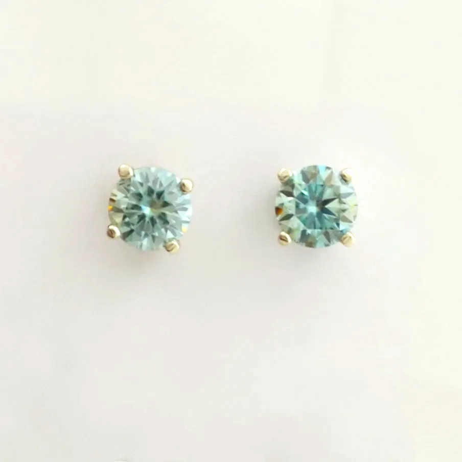 6.5mm Blue Moissanite Studs by Sharon Teaman — view 1