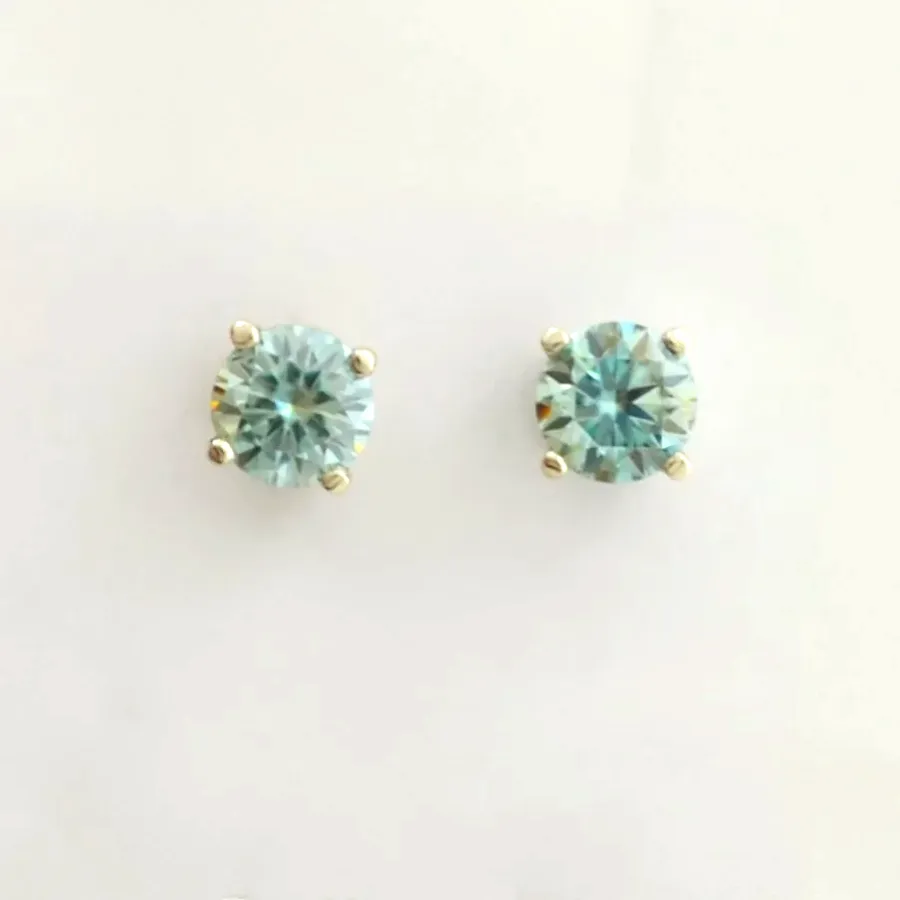 6.5mm Blue Moissanite Studs by Sharon Teaman