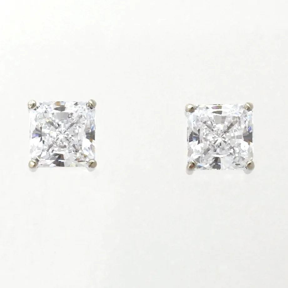 6mm Square L'Annyte Studs (Diamond Simulant) — White Gold by Sharon Teaman — view 1