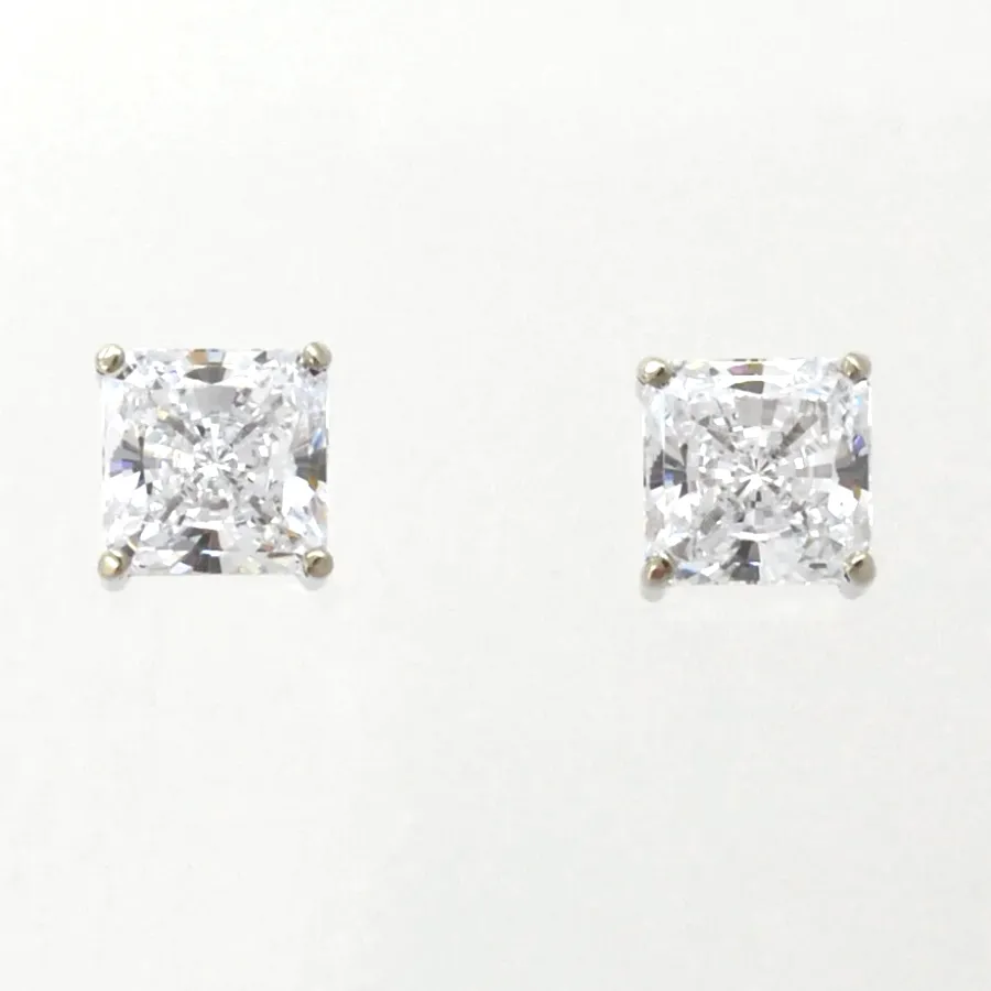 6mm Square L'Annyte Studs (Diamond Simulant) — White Gold by Sharon Teaman