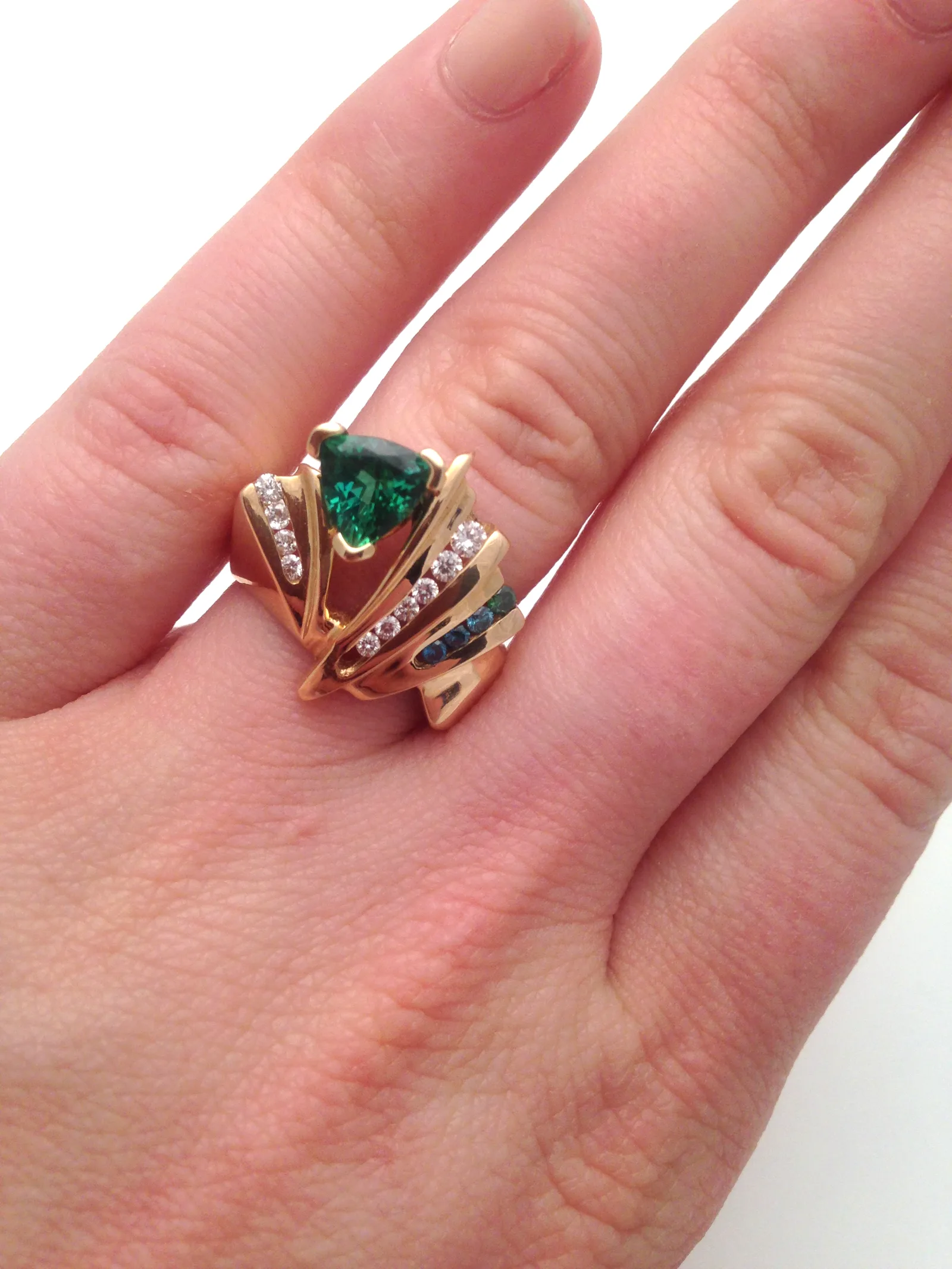 Alexander Green Tourmaline & Diamond Ring by Sharon Teaman — view 1
