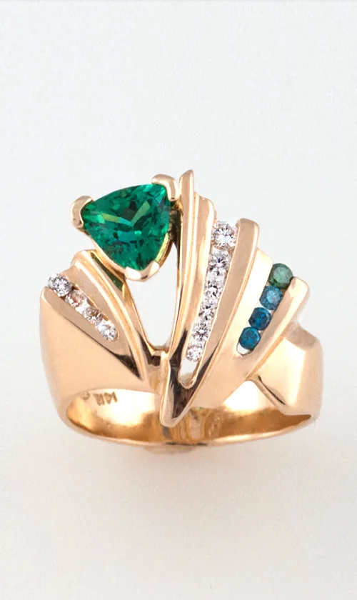 Alexander Green Tourmaline & Diamond Ring by Sharon Teaman — view 2