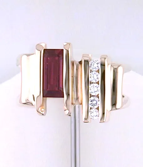 Amelie Rubellite Tourmaline Baguette Ring by Sharon Teaman