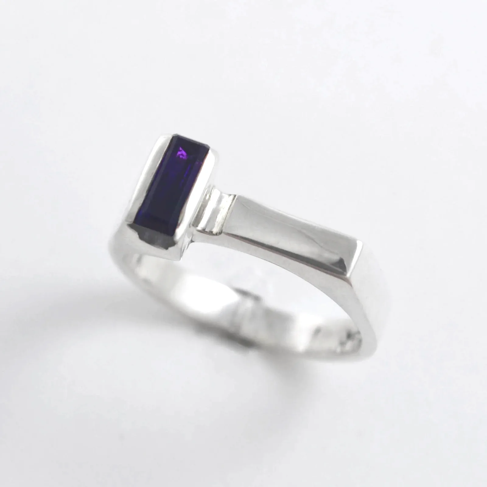 Amethyst Bar Sterling Silver Ring by Sharon Teaman — view 1