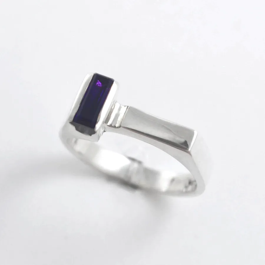 Amethyst Bar Sterling Silver Ring by Sharon Teaman