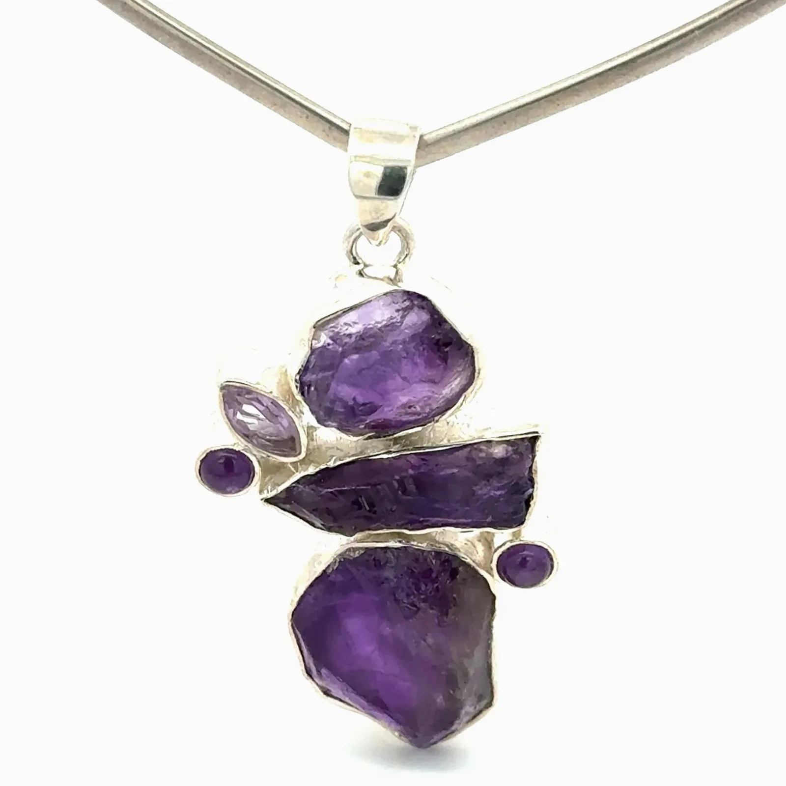 Amethyst Crystals in Sterling Silver by Sharon Teaman — view 1