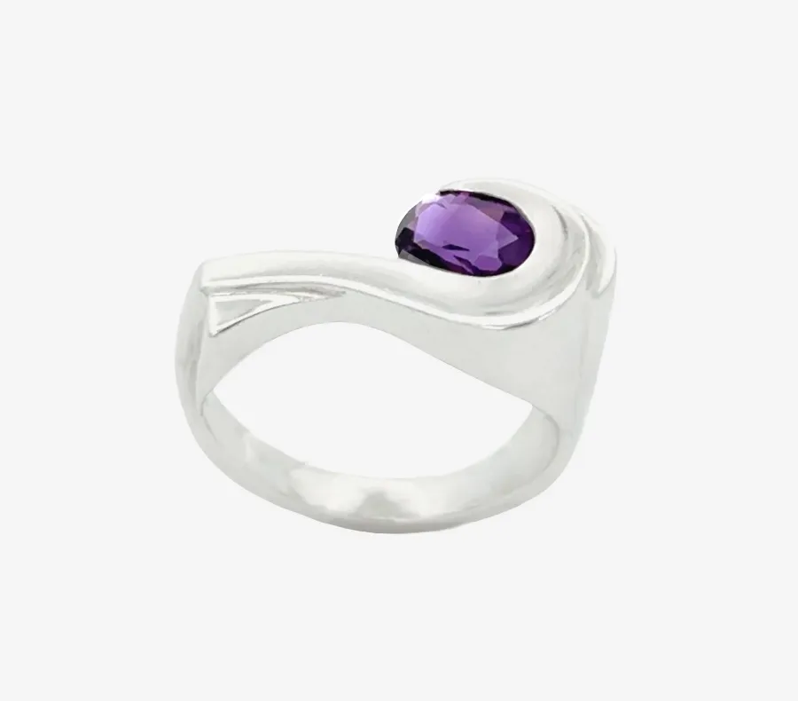 Amethyst Wrap Sterling Silver Ring Oval Cut .75 carat by Sharon Teaman