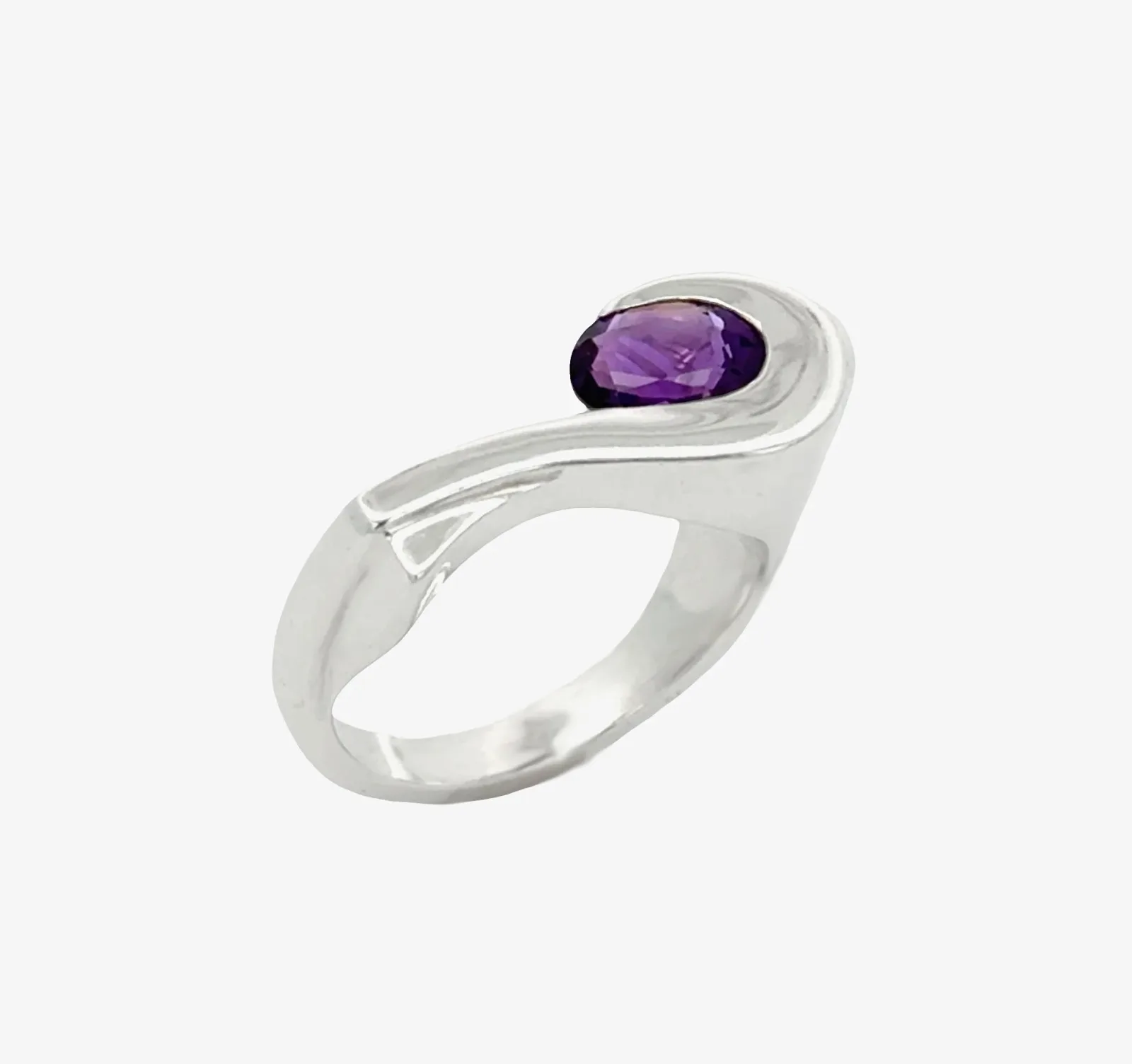 Amethyst Wrap Sterling Silver Ring Oval Cut .75 carat by Sharon Teaman — view 2