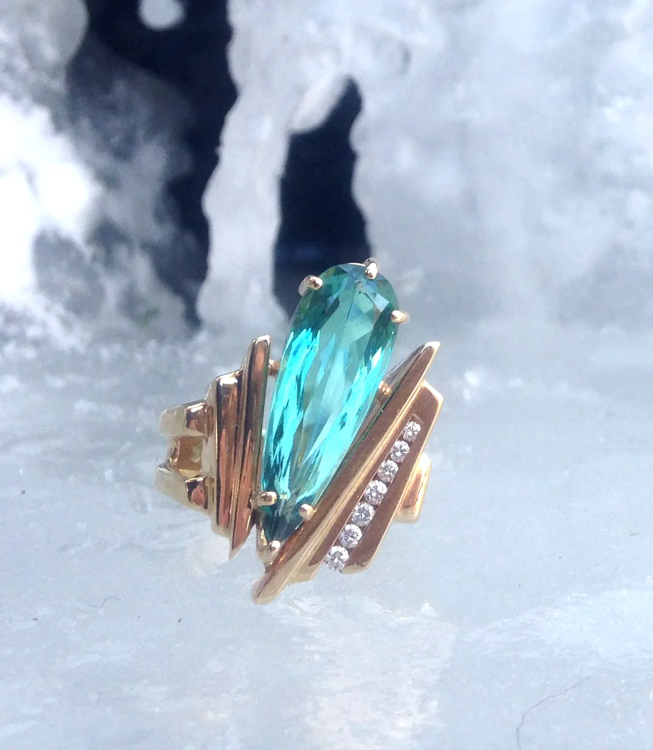 Arabella Shield Cut Green Tourmaline Ring by Sharon Teaman — view 1