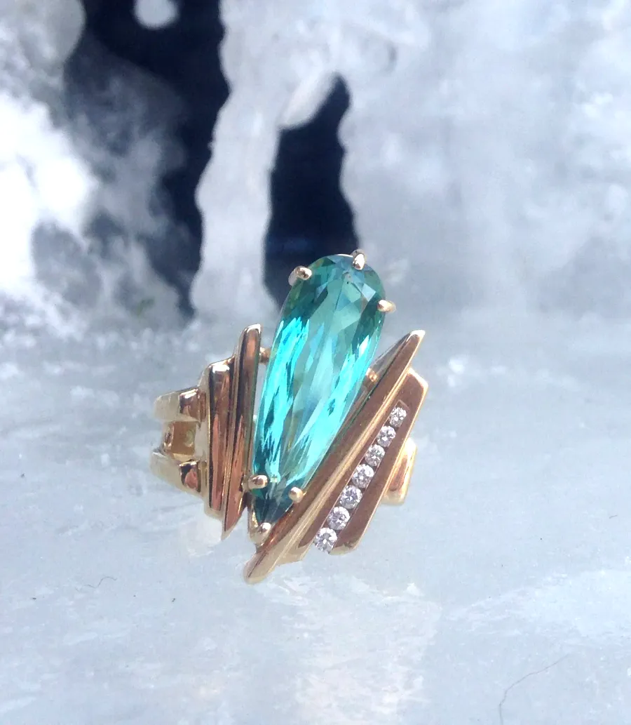Arabella Shield Cut Green Tourmaline Ring by Sharon Teaman
