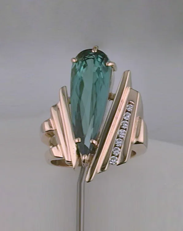 Arabella Shield Cut Green Tourmaline Ring by Sharon Teaman — view 2