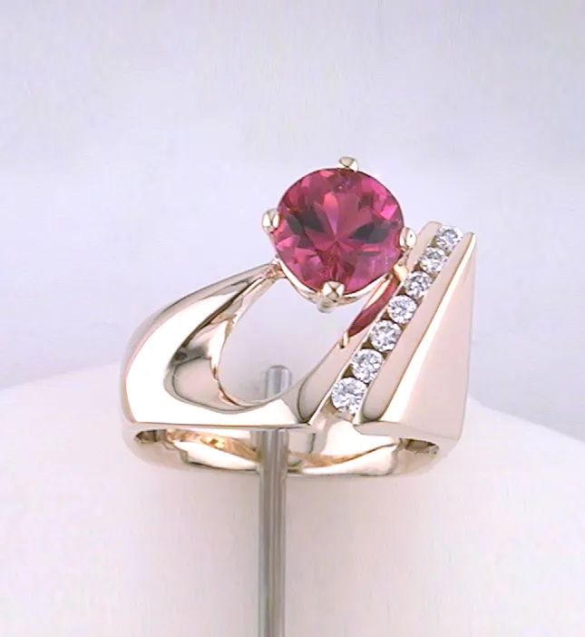 Araminta Round Pink Tourmaline Ring by Sharon Teaman
