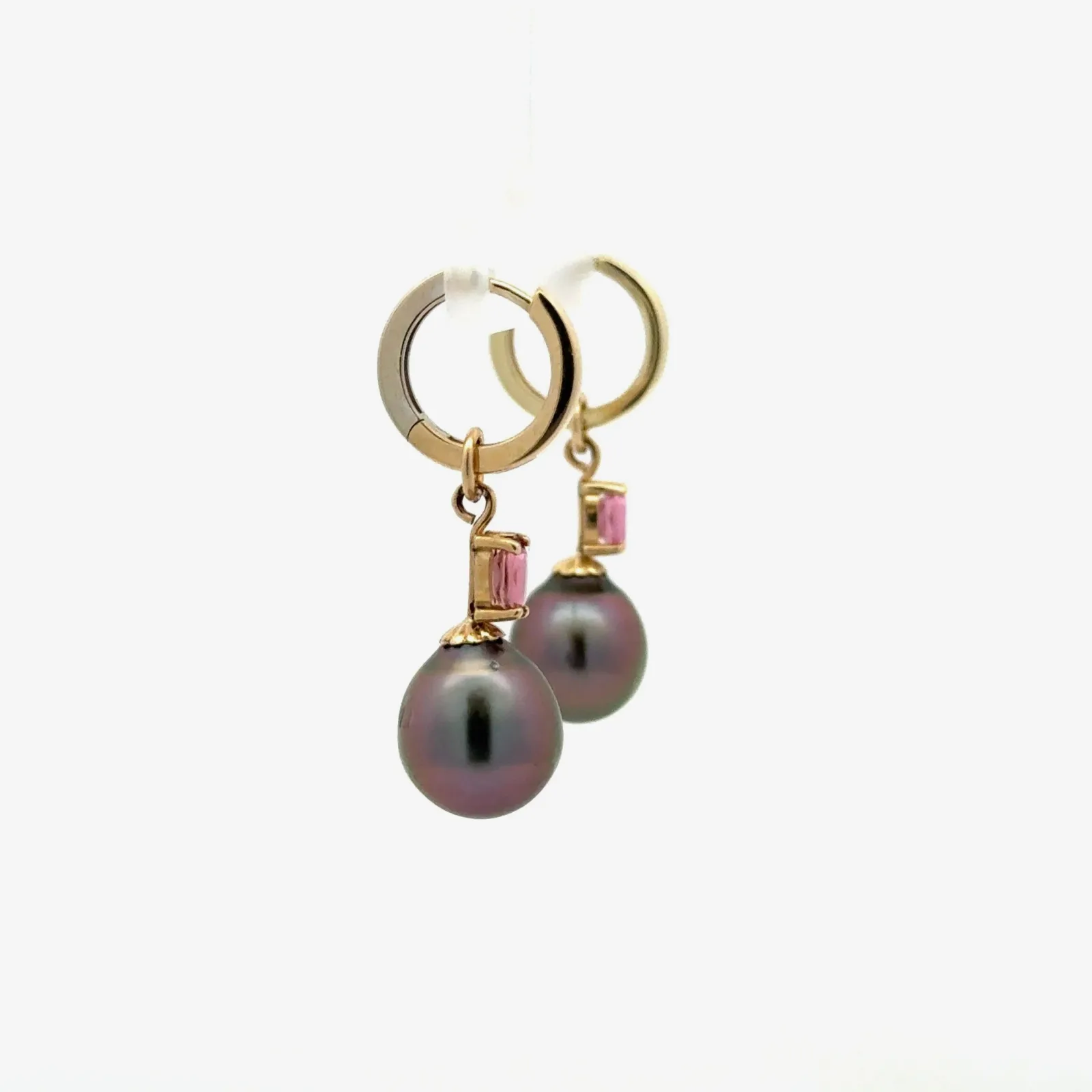 Aubergine Matching Tahitian Pearls accented with Pink (Marquis Cut) Pink Tourmaline by Sharon Teaman — view 2