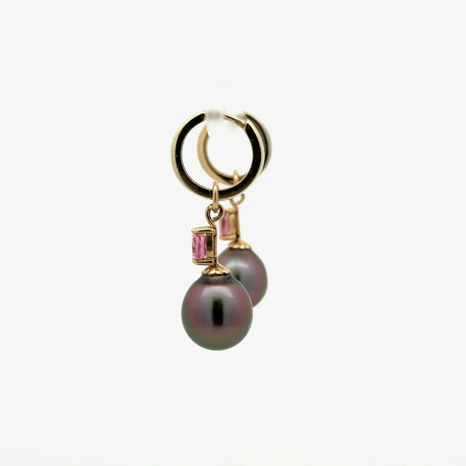 Aubergine Matching Tahitian Pearls accented with Pink (Marquis Cut) Pink Tourmaline by Sharon Teaman — view 3